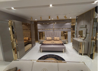 Schlafzimmer Set Luxus Komplettes Bett 2x Nachttisch Kleiderschrank 4tlg